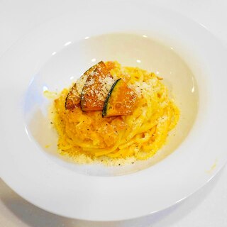 彩り鮮やか濃厚でコクあり！かぼちゃのクリームパスタ